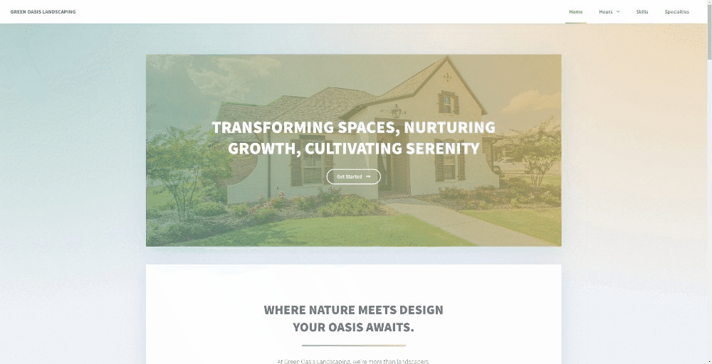 Preview of Green Oasis Landscaping Site
